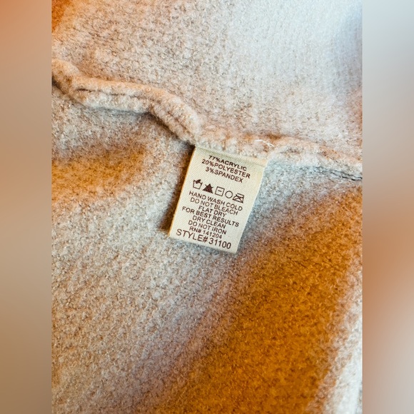 POEM & THREAD Long Cardigan Sweater Coat Open Front Belted Champagne Ivory/Pink - Picture 11 of 14